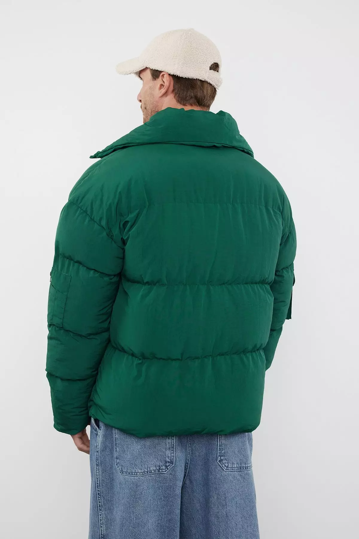 Unisex Green Taslan Relaxed Fit Winter Puffer Coat TMNAW25MO00007