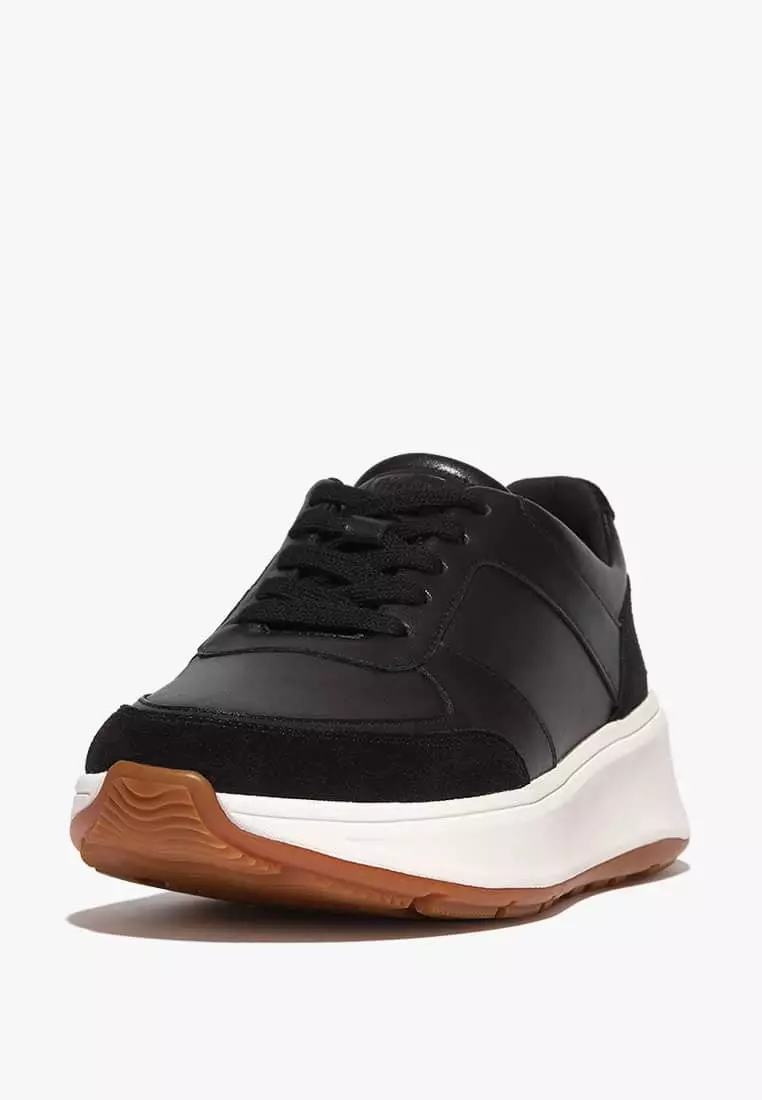 Discount on Fitflop  shoes - SKU: F-Mode Leather/Suede Flatform Sneakers Black