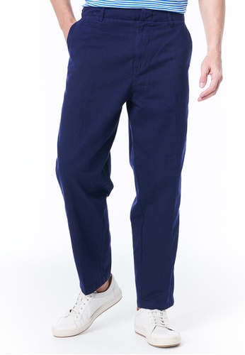 United Colors of Benetton navy Chinos with Embroidered Logo BB08AAACFBD740GS_1