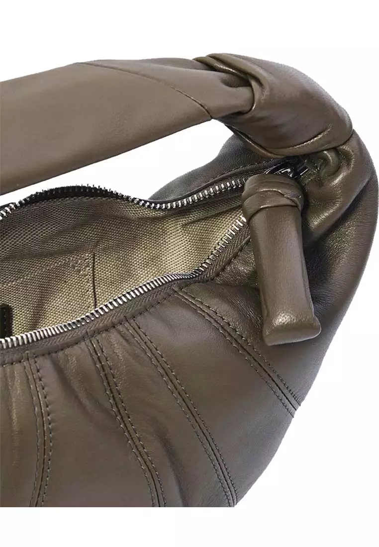 Mini Fortune Croissant Bag Soft Nappa Leather Dark Khaki BG0125LL095