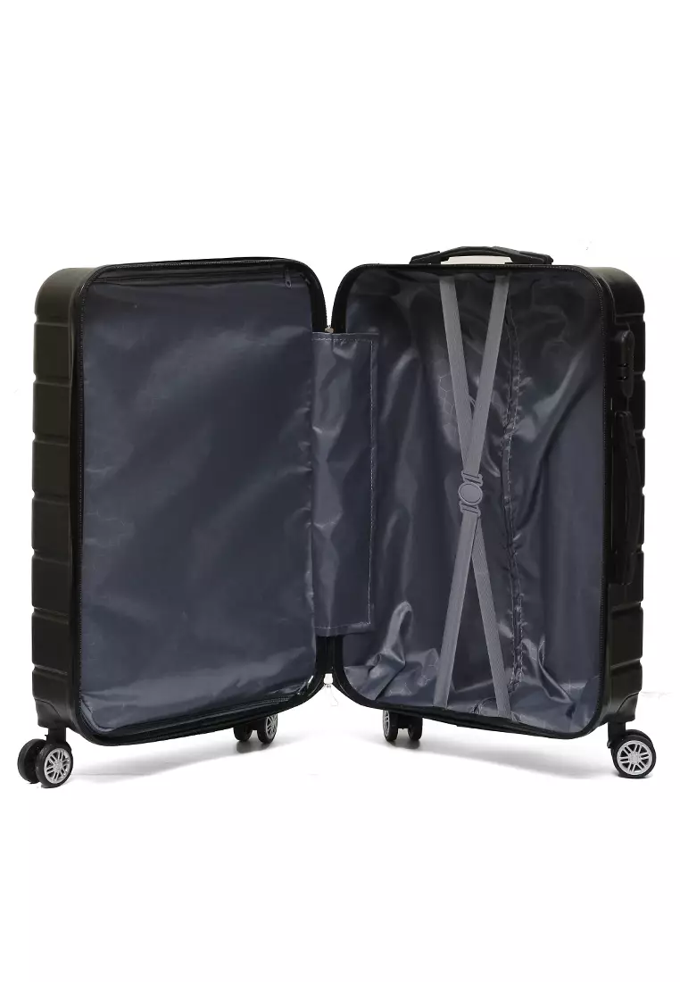 Austin Koper Hardcase Unisex Size 24 Inch Large Compartment Suitcase Combination Lock Material ABS+PVC Coated ORIGINAL - Black