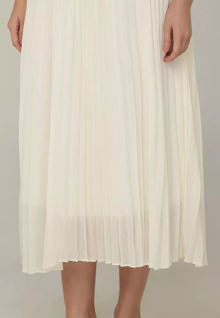 Ambherlynn A-Line Pleated Skirt  with Elastic Waist Band