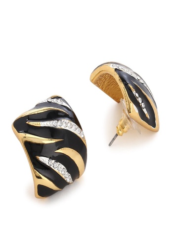 estele black Estele Black 24kt Gold Plated Metal Brass Enamel with Austrian Crystal Stone Square Modal Stud Earrings for Women 8A105AC190878EGS_1