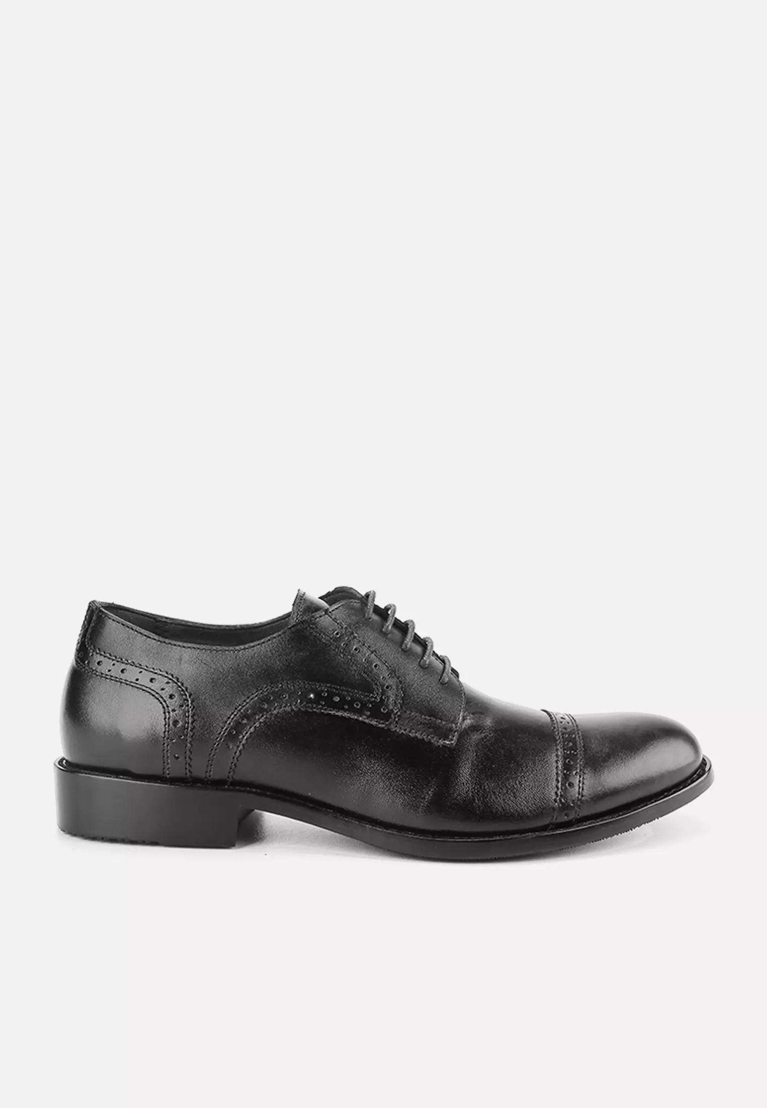 Sergio Sepatu Pantofel Pria Tali Guinine Leather - Black