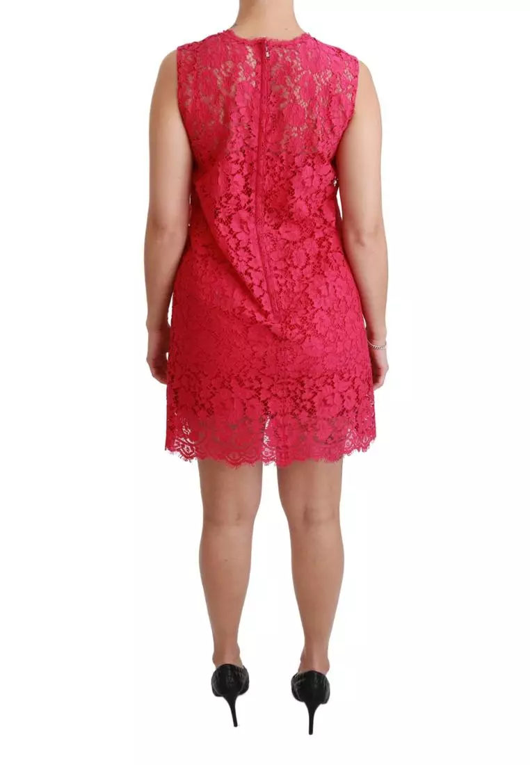 Dolce and gabbana pink lace dress best sale