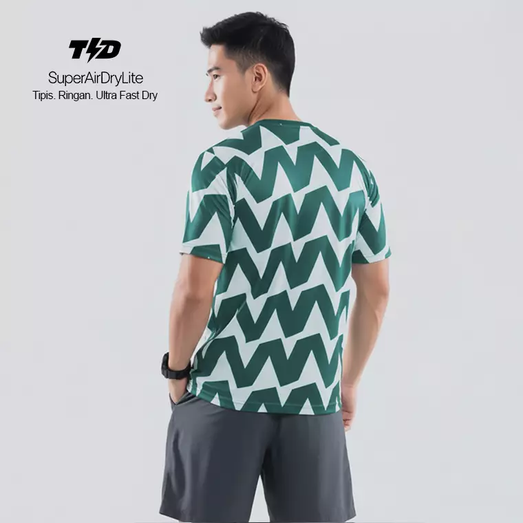 Kaos Lari Ringan Cepat Kering Tangan Pendek "big zigzag" boston green MSB14