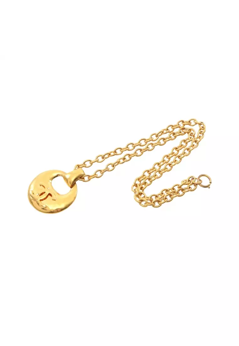 Pre-Loved Chanel coco mark necklace GP gold 93P
