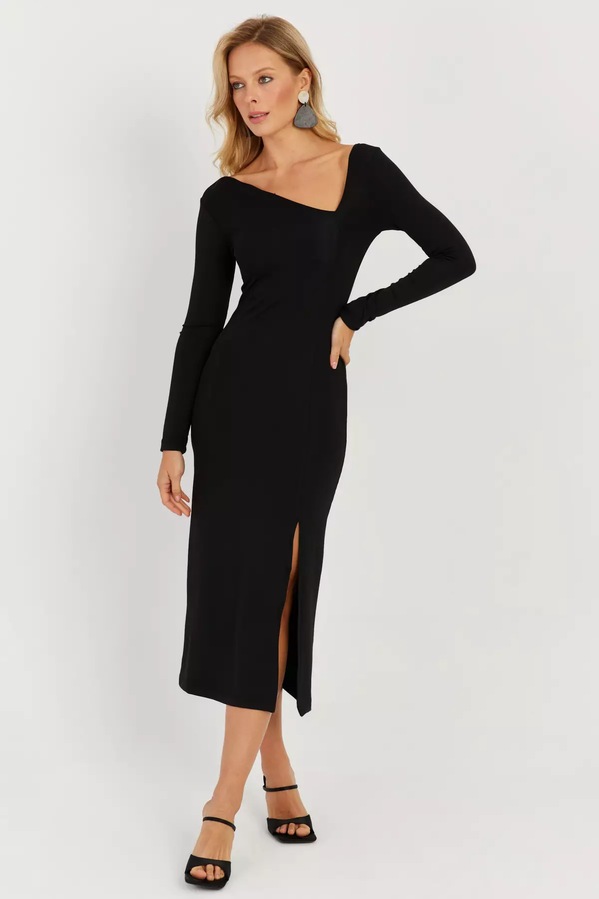 Asymmetrical collar dress new arrivals