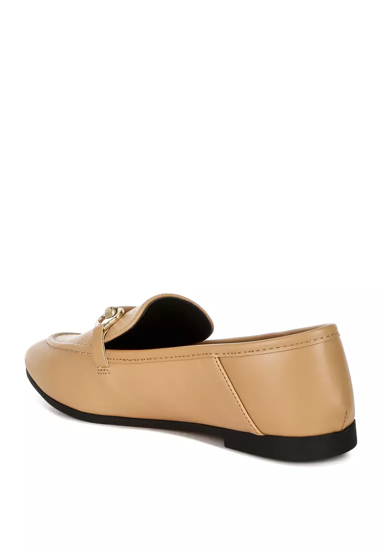 Horsebit Embellished Loafers in Tan