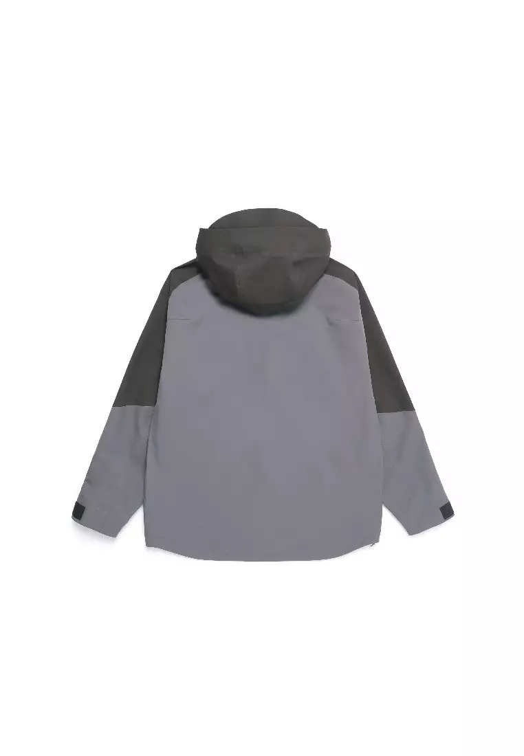 男女同款拼色半寬鬆三層防水風褸