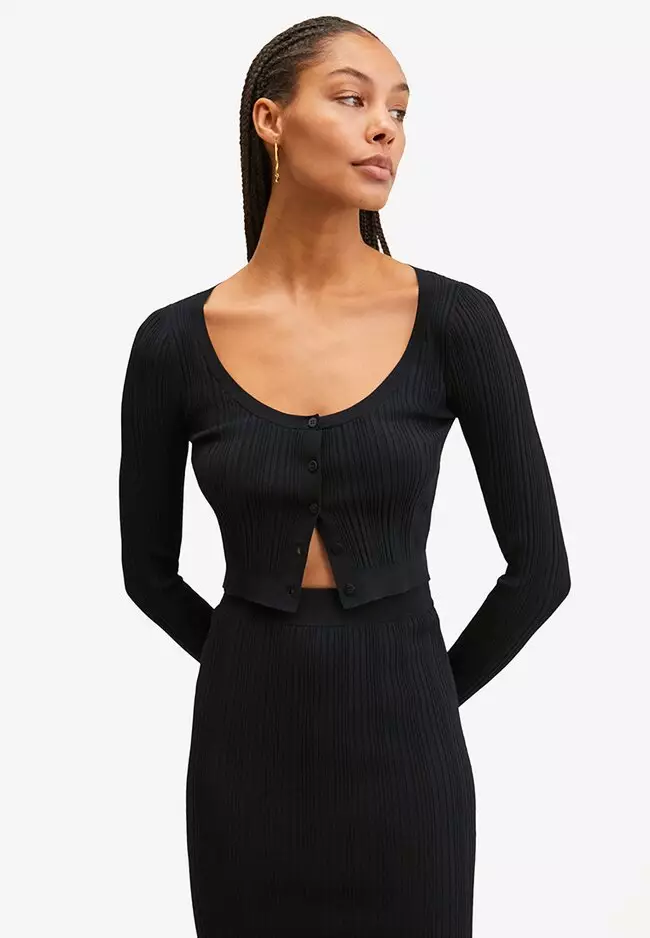 Mango Crop Ribbed Cardigan