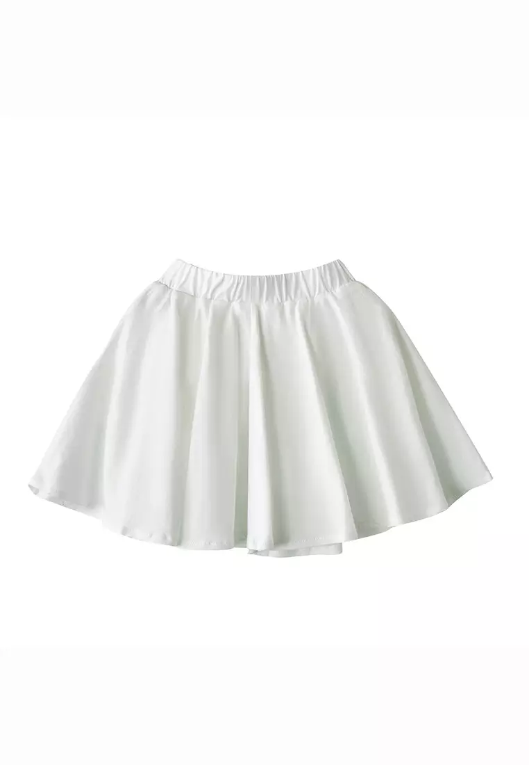 Baby Kids Plain White Pleated Detail Skort Culottes Shorts Skirt 100% Cotton Bottom National Day Outfit