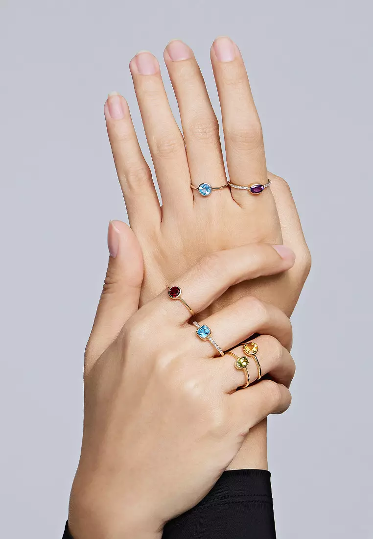 HABIB Blue Topaz Gemstone Ring in 375/9K Yellow Gold A05830324-BTOPZ