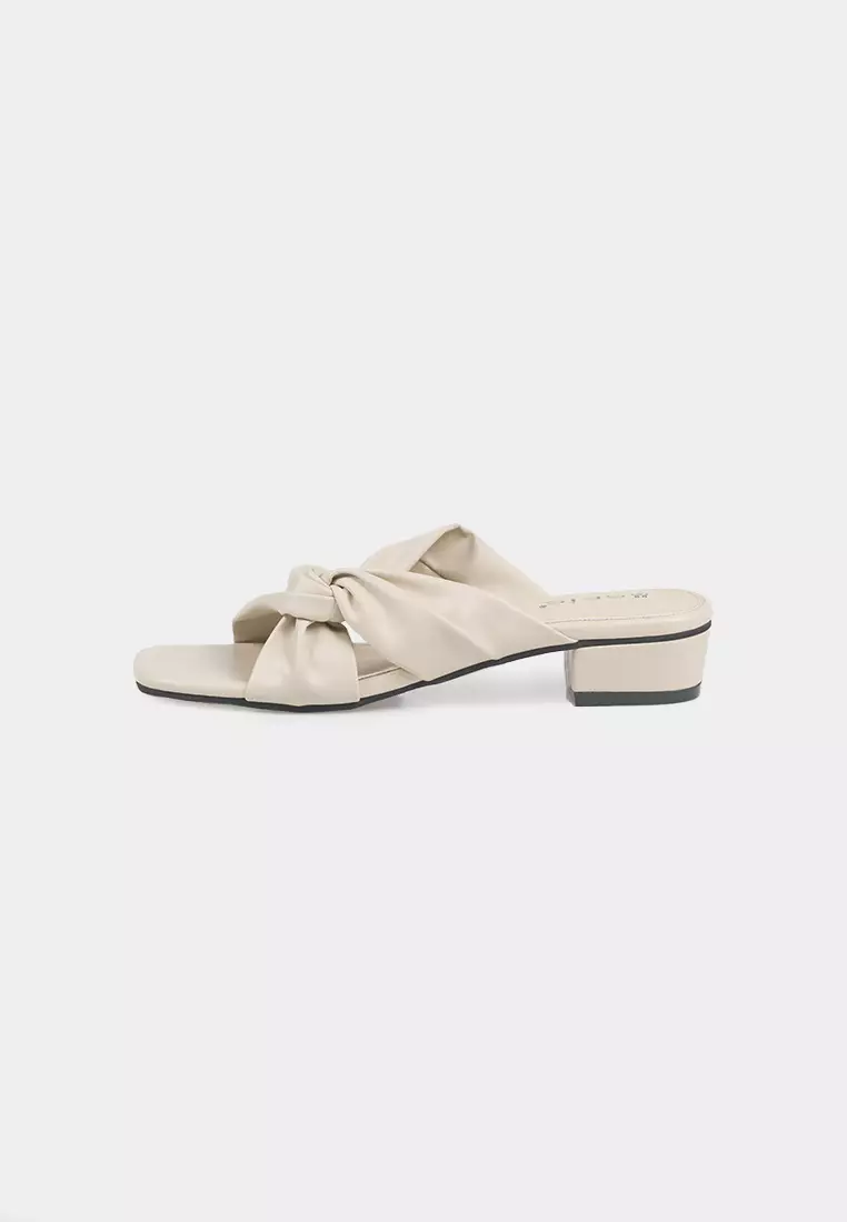 SEIS Velvet Sandal Heels Wanita Hak 3 cm - CREAM