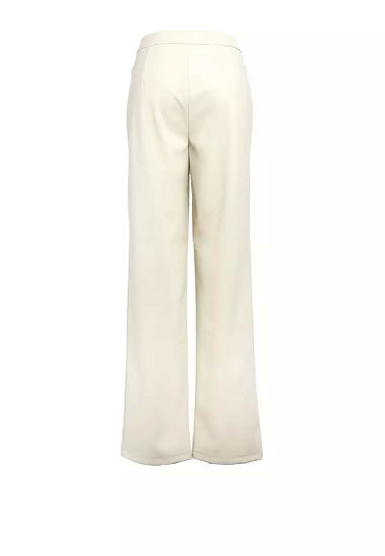 Celana Kulit Imitasi Potongan Krim