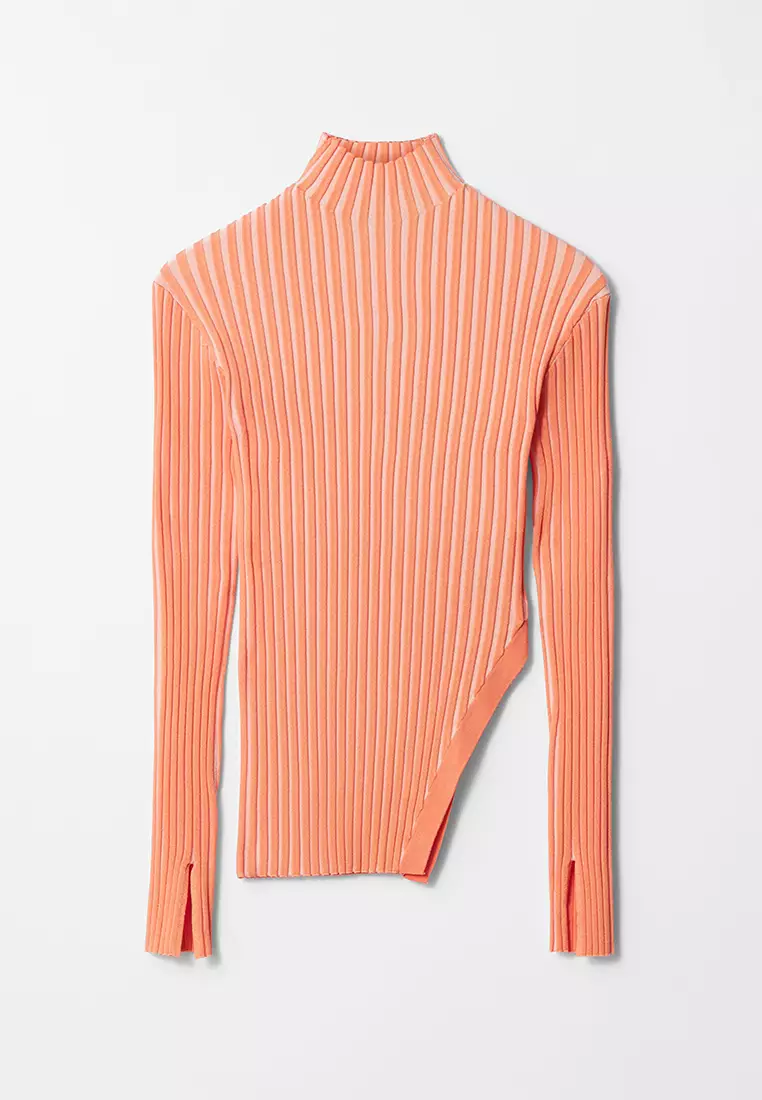 Asymmetric Rib-Knit Top