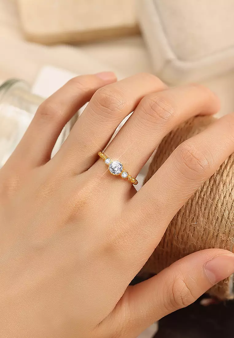 Cincin Wanita Original Berlian Adjustable Size Perhiasan Tunangan Cincin Cewek Fashion Korea Rings gold