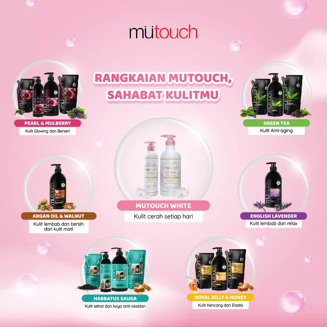 Mutouch White Shower Cream Brightening and Moisturizing – Daisy 750ml FREE SHOWER PUFF