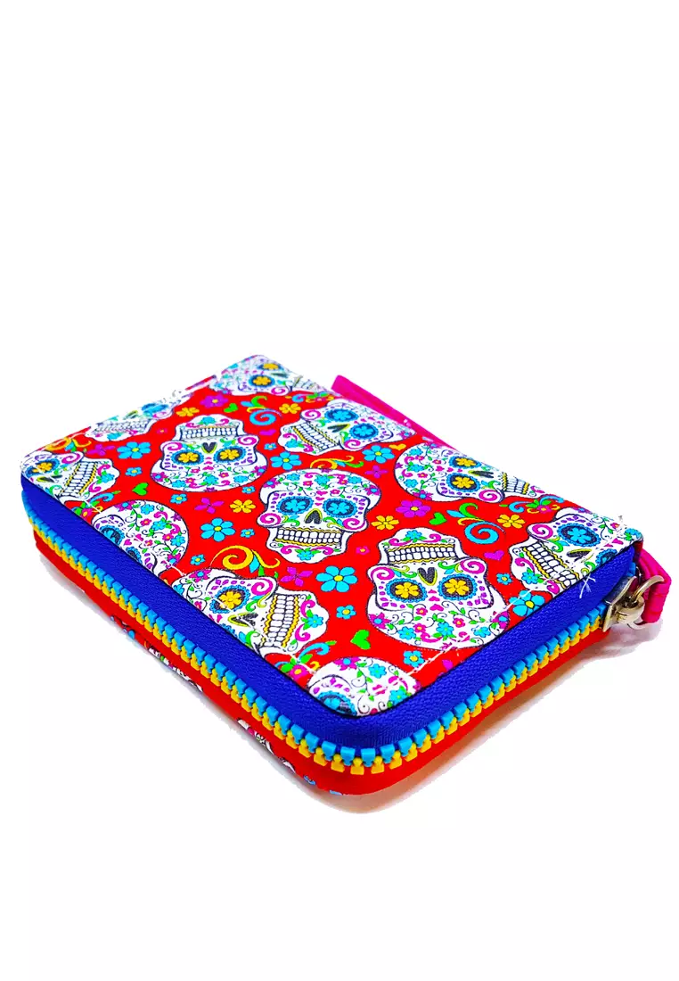 Flora Skull Bi Fold Wallet