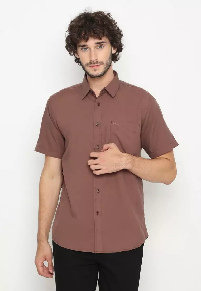 POLICE Kemeja Polos Basic Cotton Soft Rose Gold Regular Fit Pria