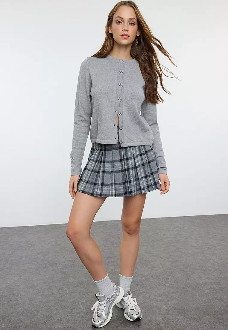 スカート LCDC : 25SS / CHECKED BUTTON-UP SKIRT (GREY) Checked skirt - Dark Grey - Sz. L - Zizzifashion