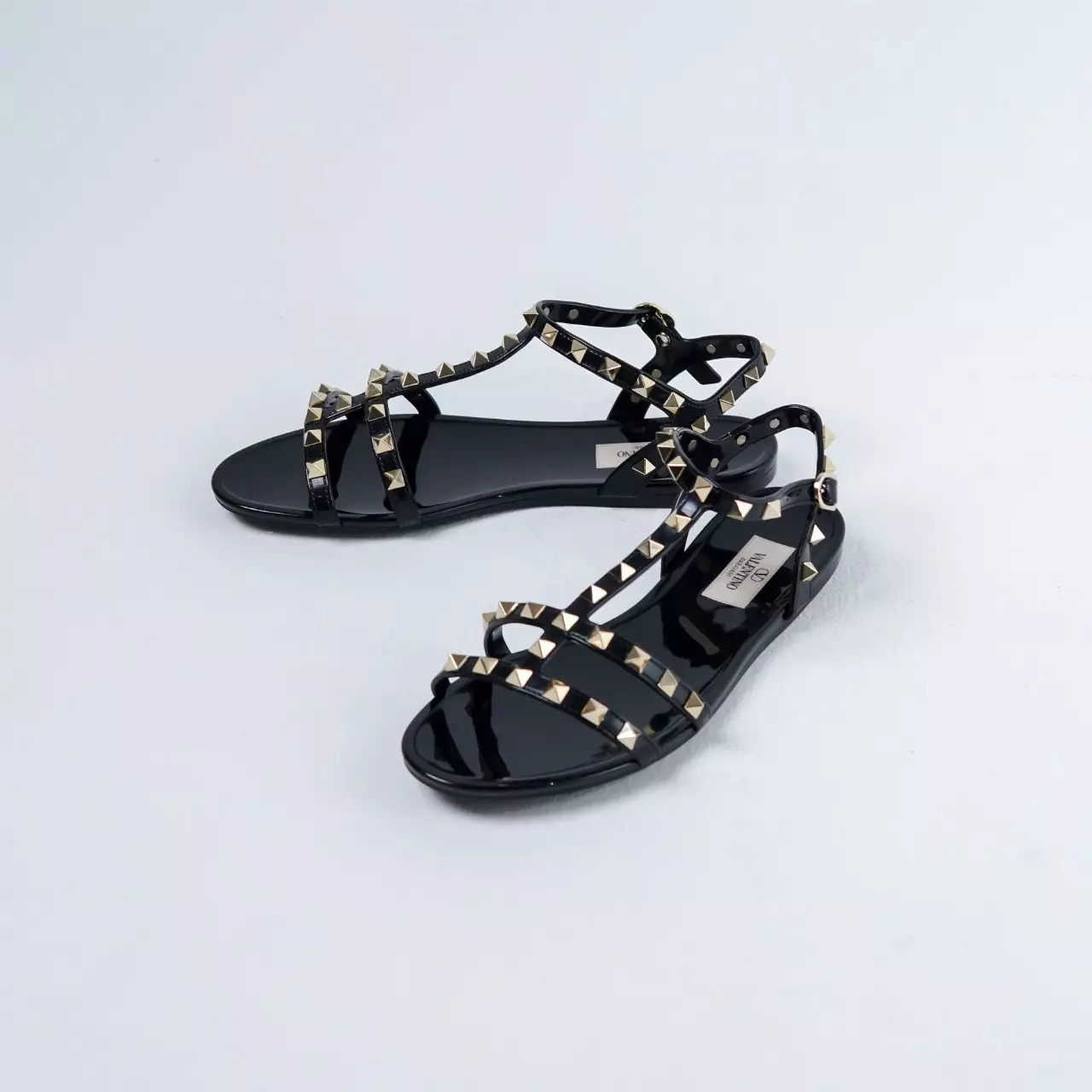 Sandal VALENTINO ROCKSTUD STRAP ANKLE JELLY BLACK SANDAL 100% ORIGINAL