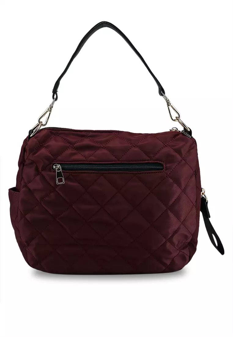 Quilted Nylon Convertible Shoulder Bag
