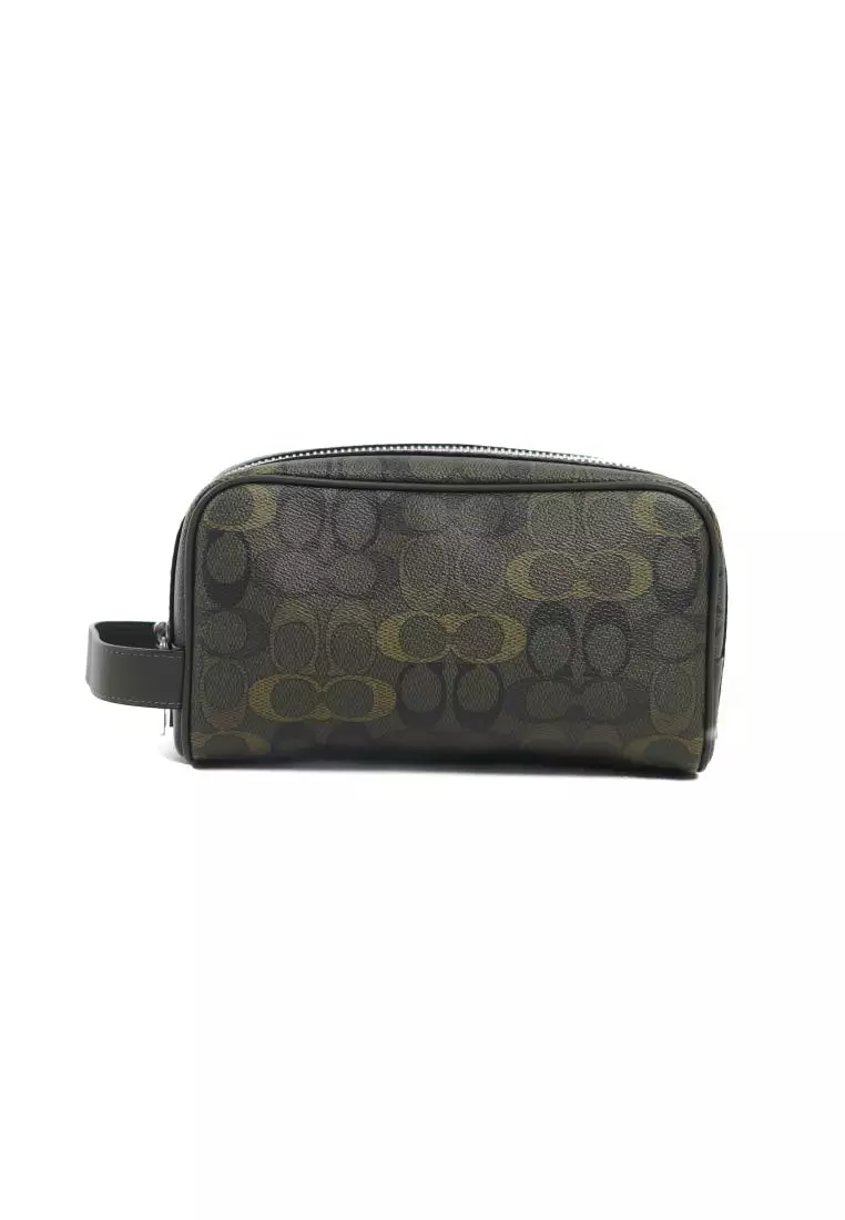 Jual Coach Tas COACH SIGNATURE MONOGRAM CAMO SILVER GREEN POUCH 100% ...