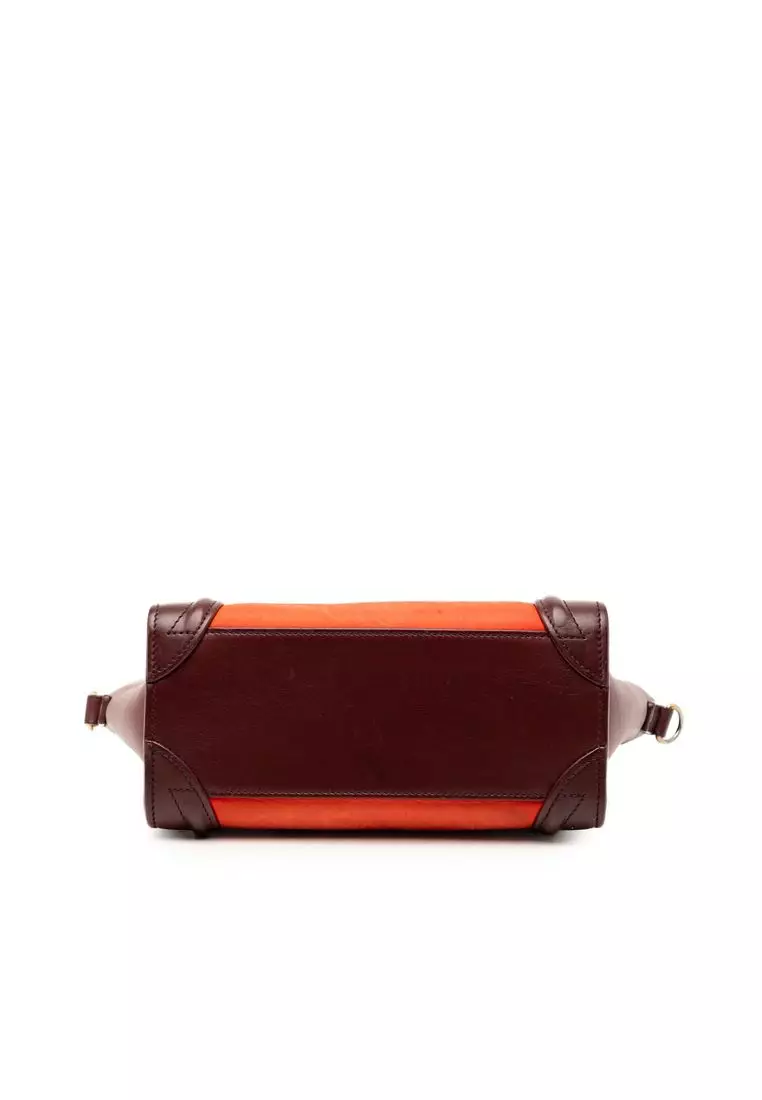Pre-Loved Celine Nano Tricolor Nubuck And Calfskin Luggage Tote
