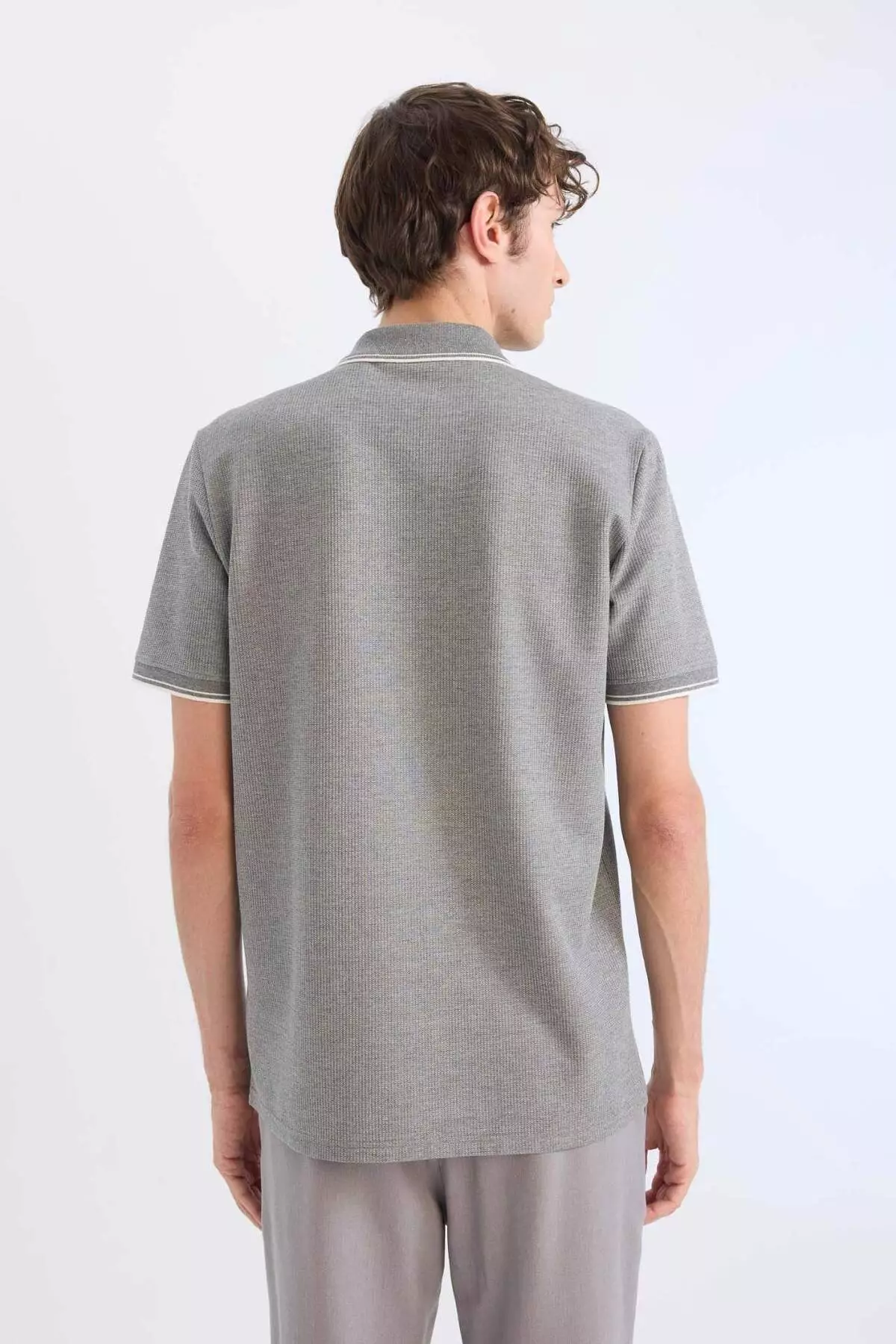 Regular Fit Polo Neck Short Sleeve Textured Waffle T-Shirt D7932Ax25Sp