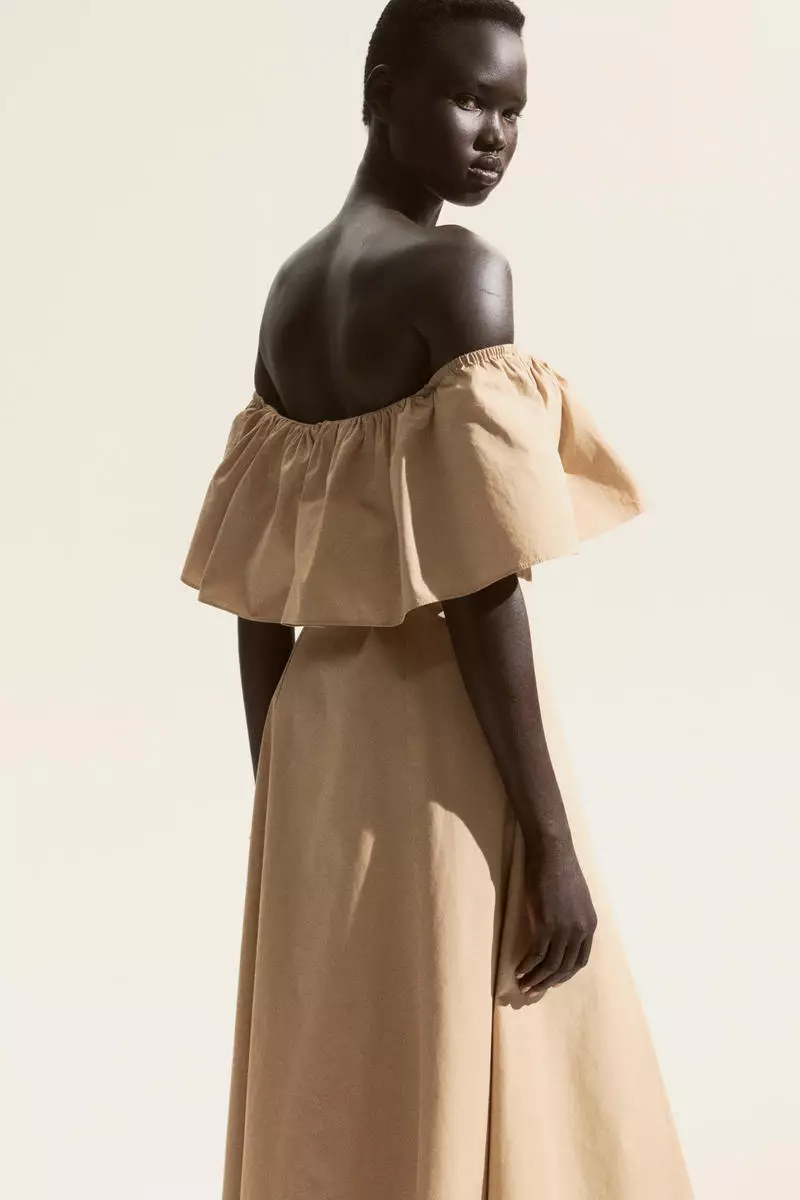 Flounced off-the-shoulder dress