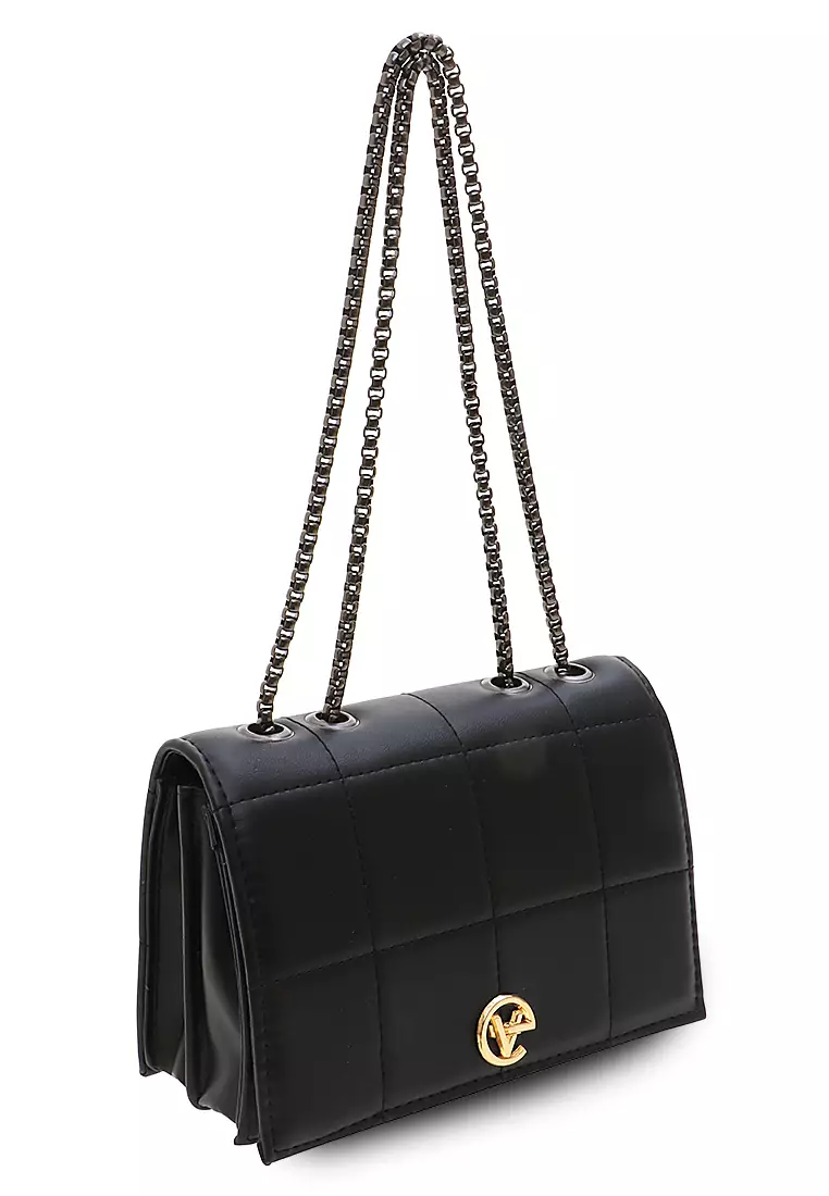 Wilda Sling Bags Casual Motif Kotak-Kotak Design Simple - Black