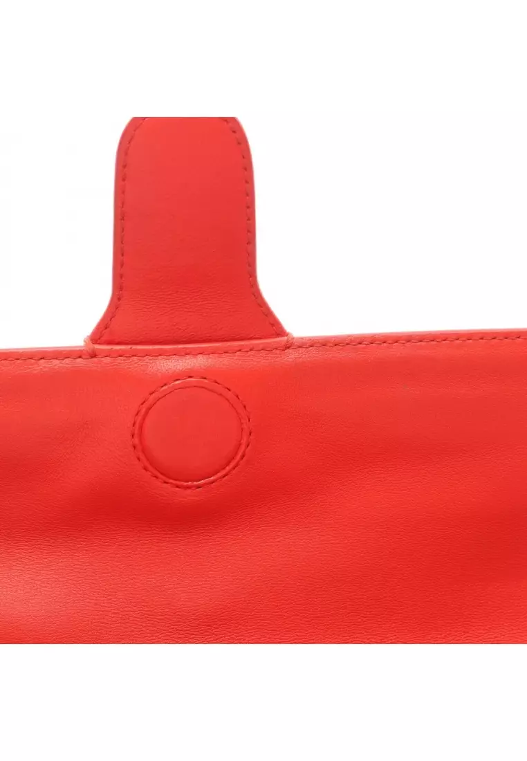 Pre-Loved BOTTEGA VENETA Rialto Intrecciato chain shoulder bag leather Red