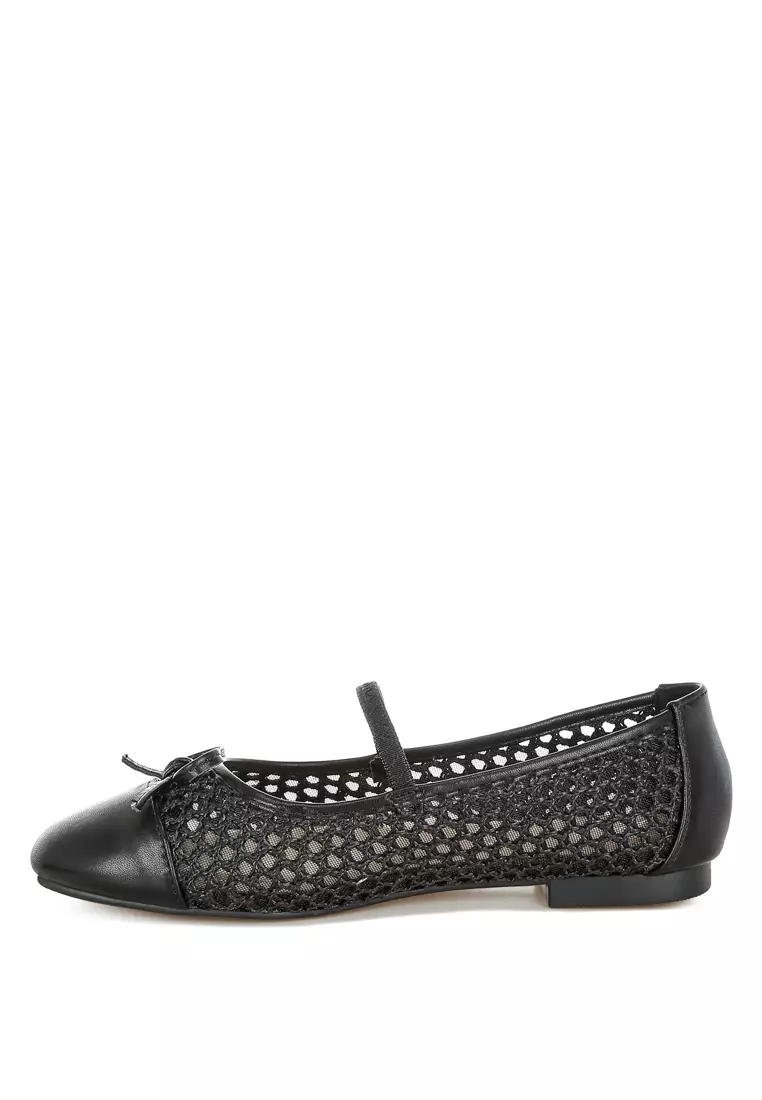 Woven Bow Detail Ballerinas In Black
