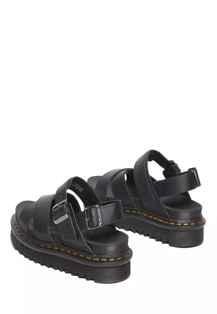 Voss II Athena Leather Strap Black Sandals - Women