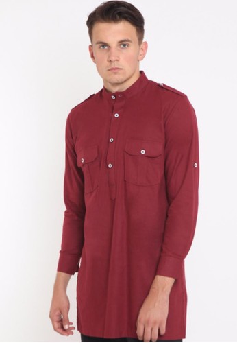 Jual ZAYIDAN Baju  Koko  Pria Muslim Zayidan Qoshim Maroon 