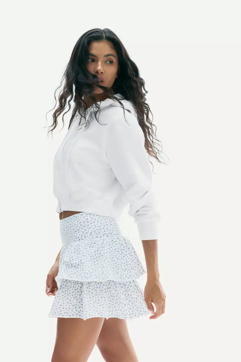 Tiered jersey mini skirt