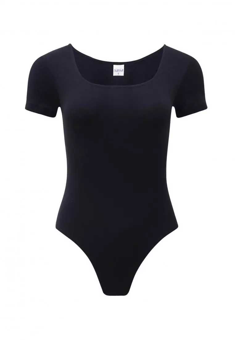 Essentials Black Short-sleeved Leotard