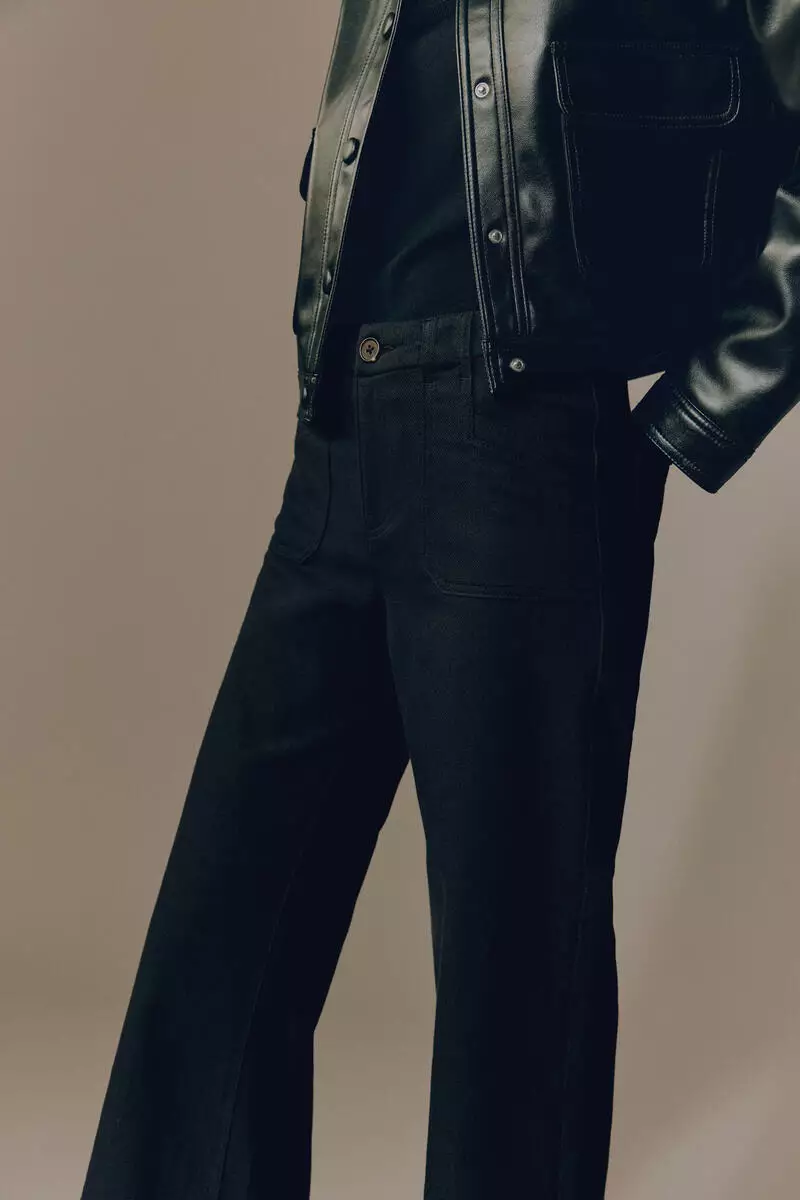 Wide twill trousers