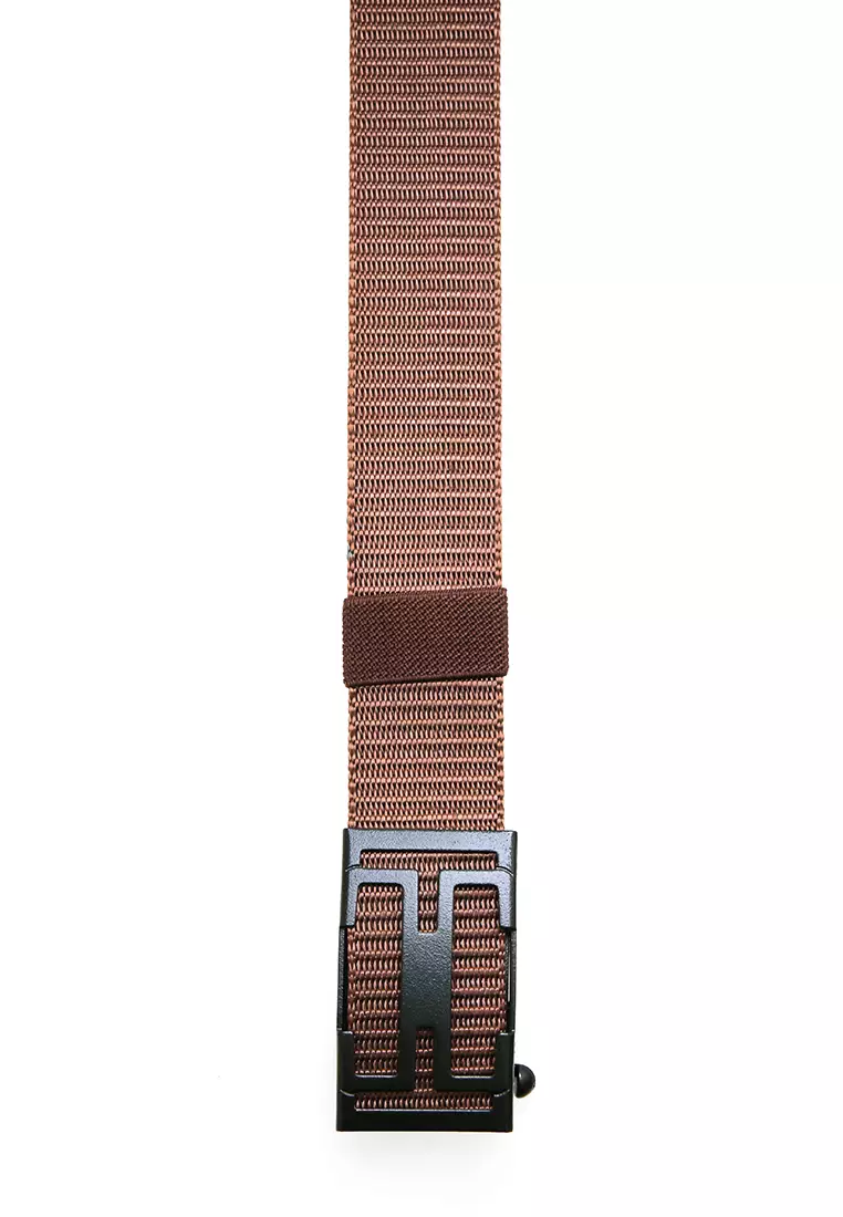 Ilo Aksesoris Fashion Pria Simple Design Ikat Pinggang Material Canvas ORIGINAL - Brown