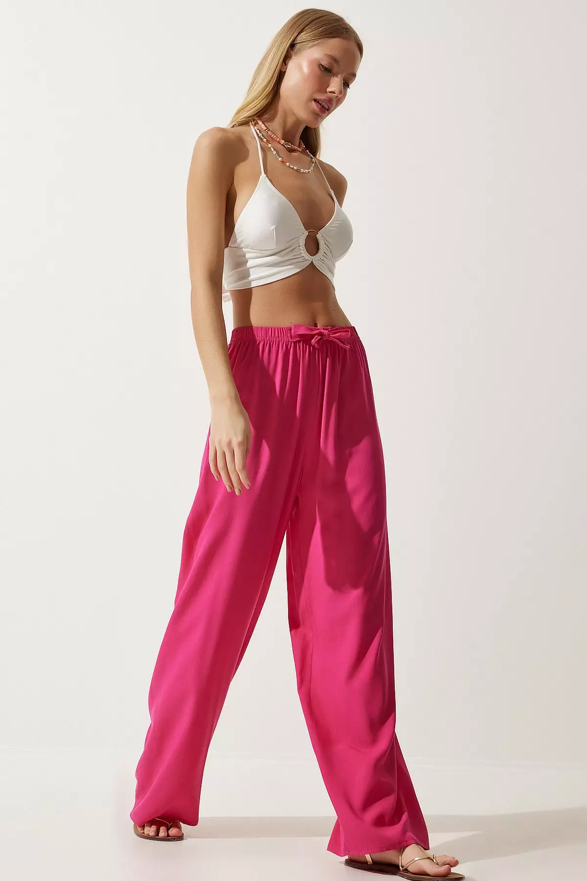 Elastic Wide Leg Pants