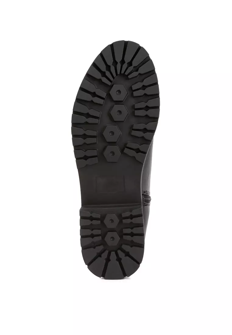 Sepatu Bot Tumit Blok Warna Hitam