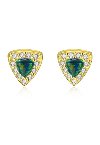SUNRAIS gold High quality Silver S925 golden triangle earrings CD3D6ACA0D8E03GS_1