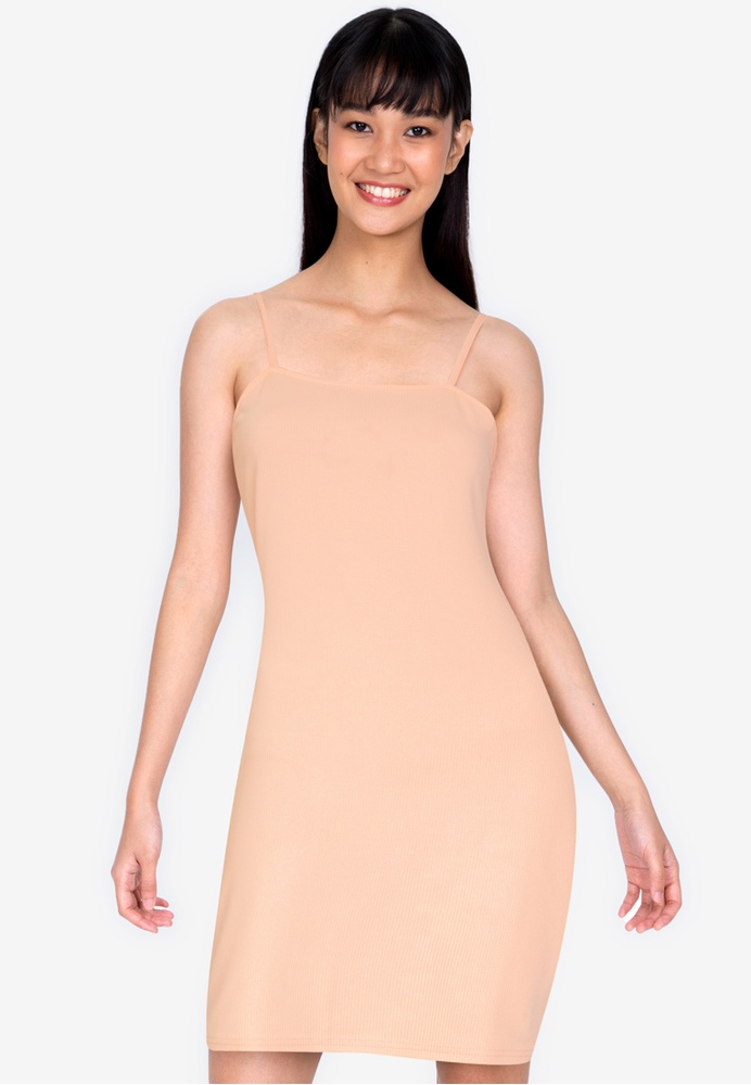 Buy ZALORA BASICS Rib Straight Neck Bodycon Dress 2021 Online ZALORA