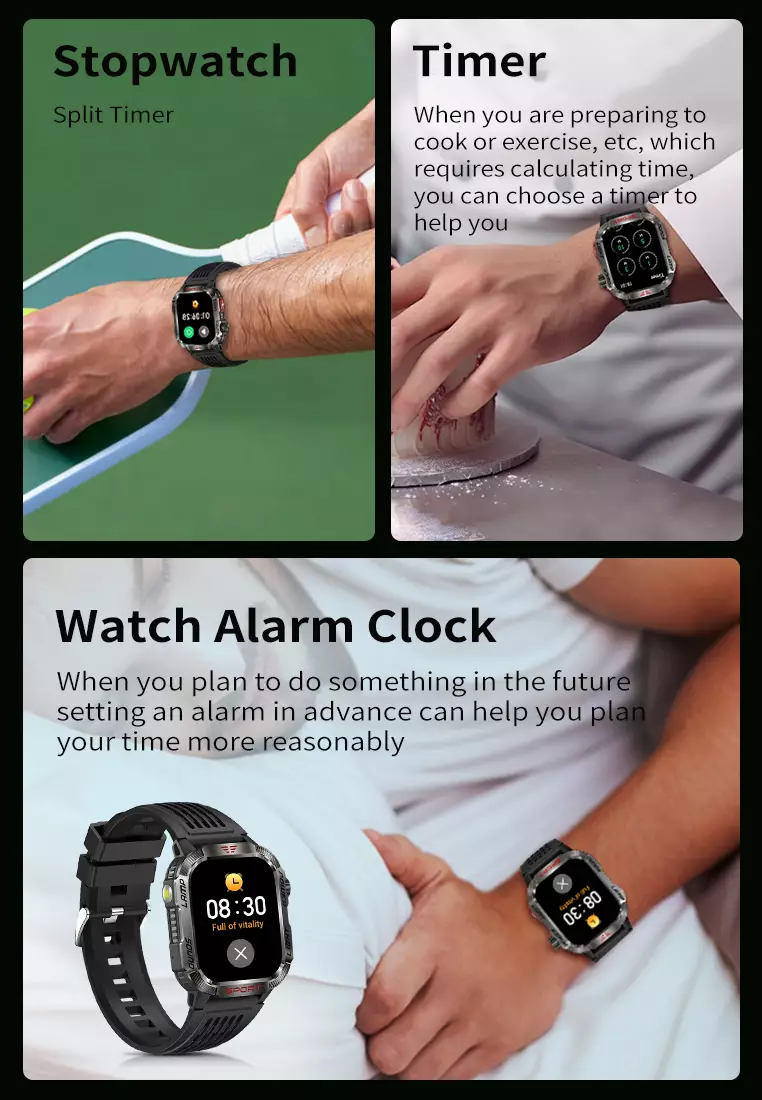 Smart Watch HT29 2.01 HD Large Screen Flashlight Compass function Health Monitoring Jam Pintar green