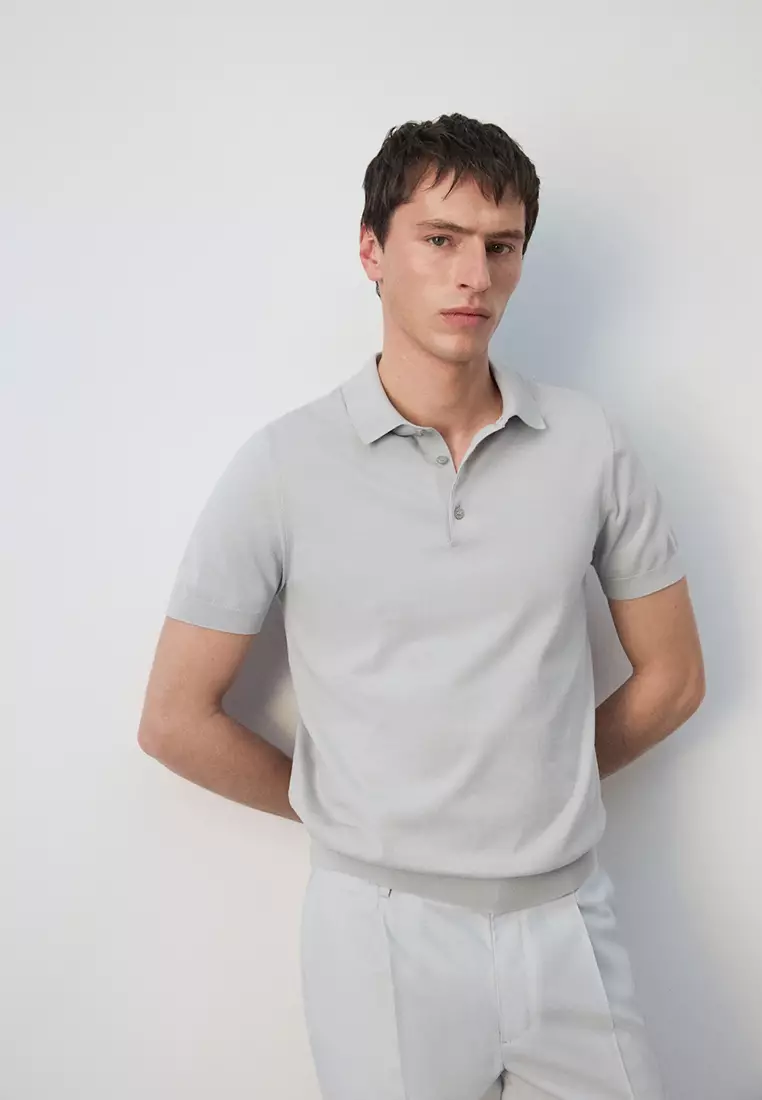Fine-Knit Polo Shirt