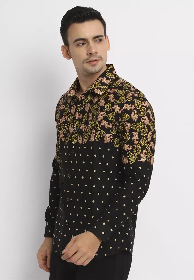 MAGINOT DIERJA BLACK Batik Slim Fit Lengan Panjang