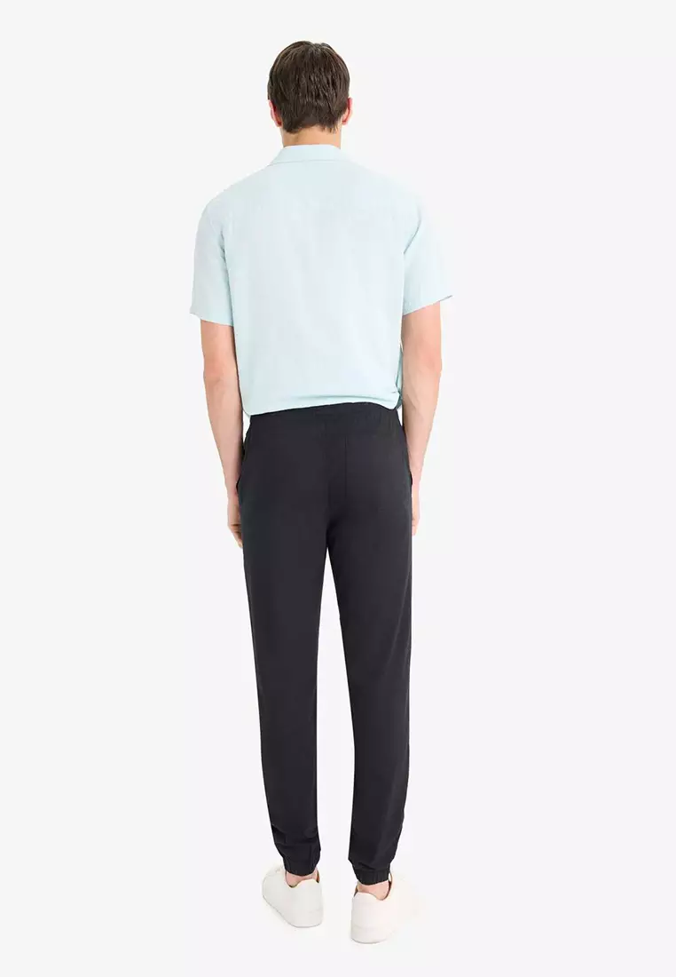 Slim Fit Waist Lace-Up Gabardine Trousers