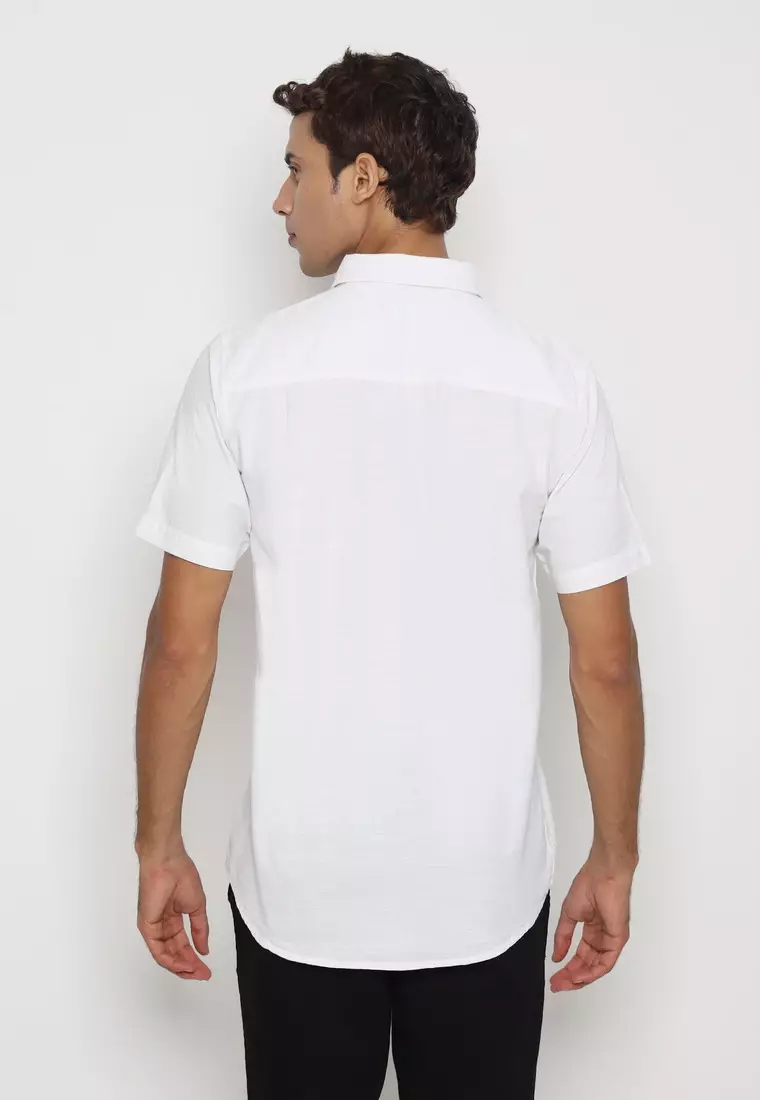 RBJ Kemeja Polos Cotton Putih Slim Fit Pria