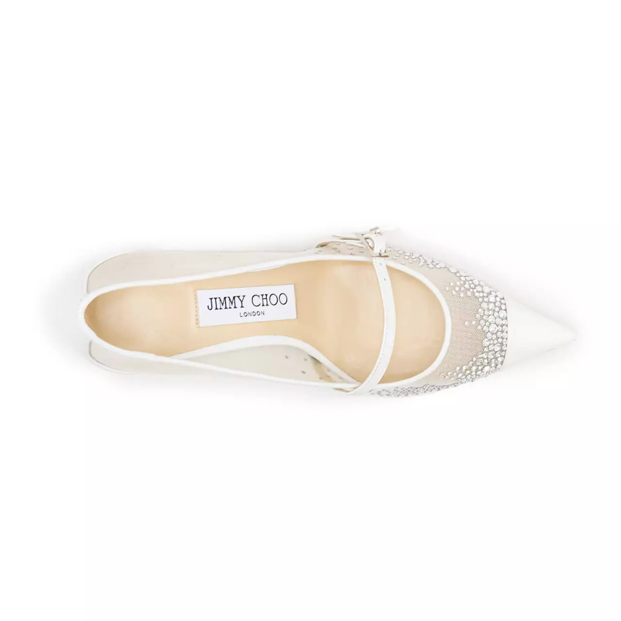 Aren 65 White Crystal Mesh Pumps with Pearl Charm